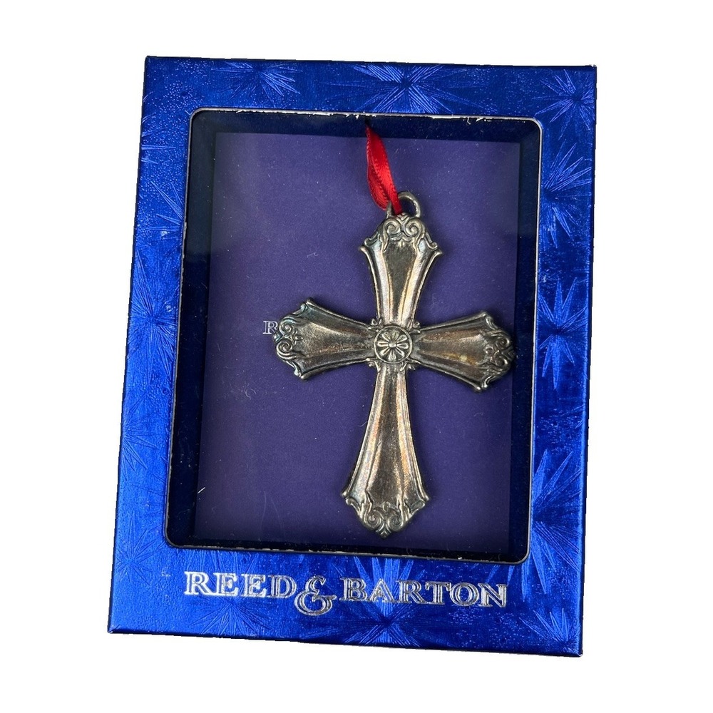 Reed & Barton Silver Plated Cross Ornament #4021 CTRY FRH Christmas Holiday RARE